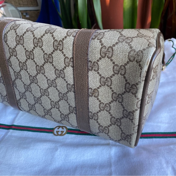 Vintage Gucci Brown Boston Web Bag Doctor Satchel with Dust Cover - Picture 9 of 16